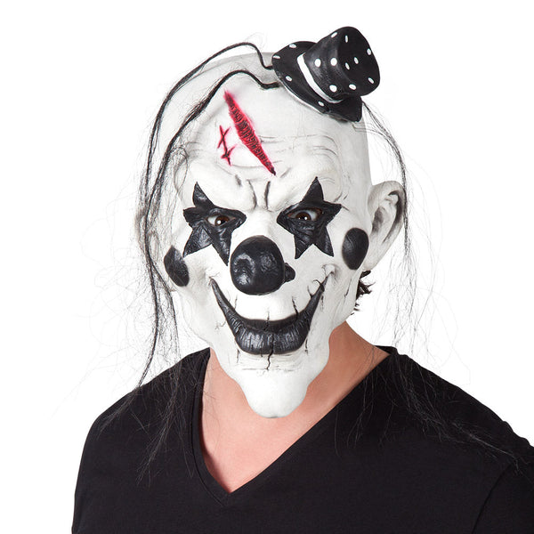 Psycho-Clown-Kopfmaske mit Haaren