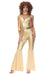 Goldenes Disco-Kostüm – Für Damen – Overall + Schal + Gürtel