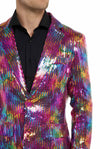 Suitmeister | Pailletten Regenbogen | Glitzerjacke Regenbogen Herren